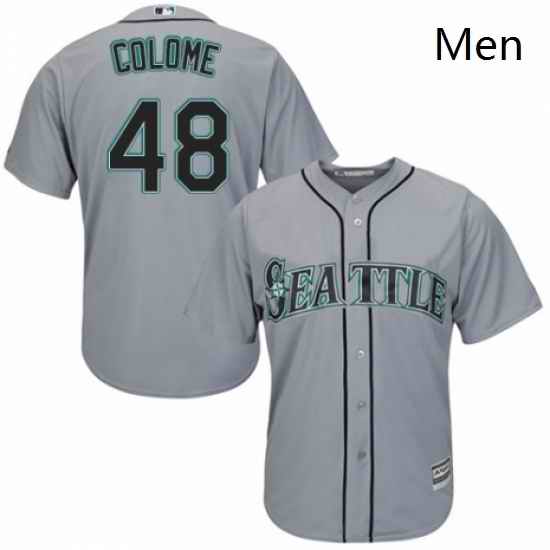 Mens Majestic Seattle Mariners 48 Alex Colome Replica Grey Road Cool Base MLB Jersey